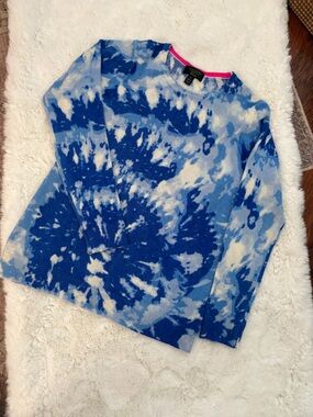 Tie-Dye Blue & White Cashmere Sweater